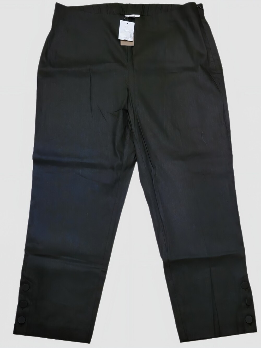 J Jill Linen Stretch Capri Cropped Pants Womens L Black New With Tags Staple